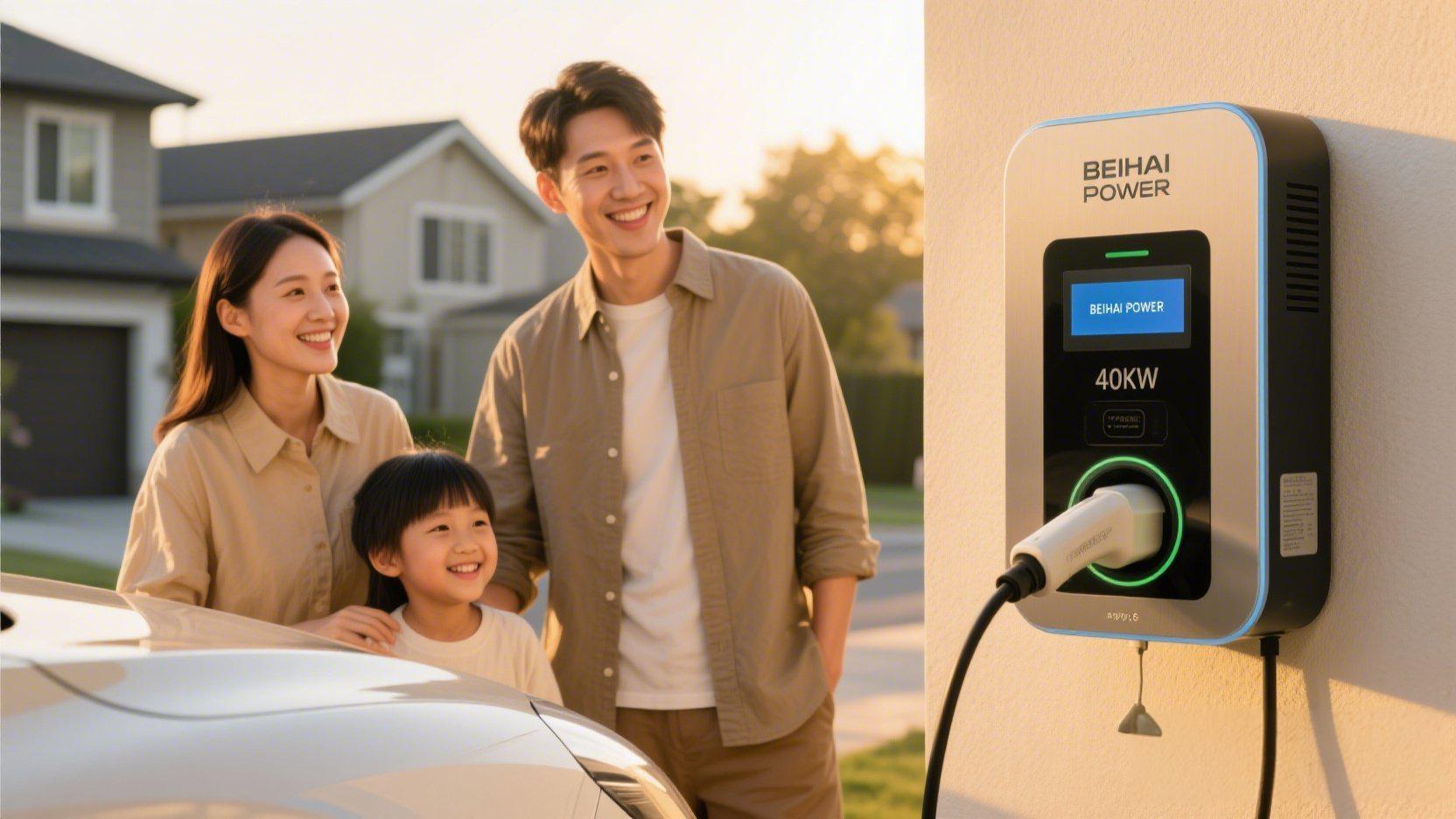 Close-up of BEIHAI 40kW wall-mounted charger